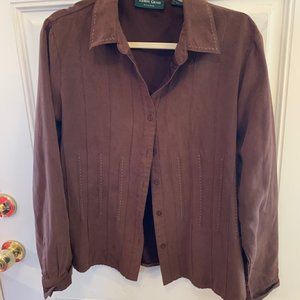 Lemon Grass XL Brown Faux Suede Shirt Jacket